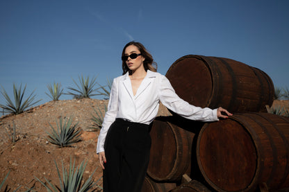 SACO DE CORTE RECTO BLANCO | PRIMAVERA-VERANO | COLECCIÓN INFINITY by PAOLA NÁJERA