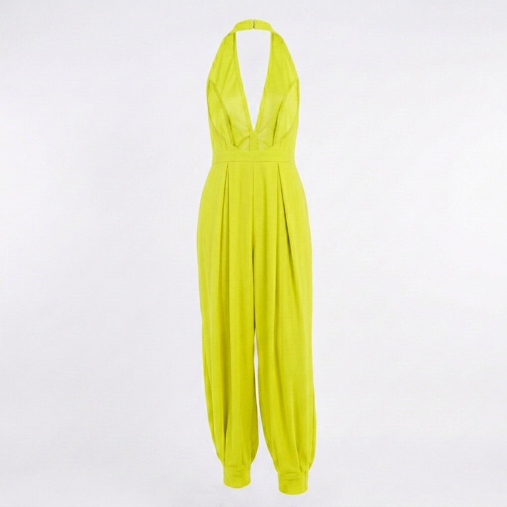 JUMPSUIT CON ESCOTE EN V AMARILLO LIMONCHELO | PRIMAVERA-VERANO | COLECCIÓN HILOS INVISIBLES by PAOLA NÁJERA