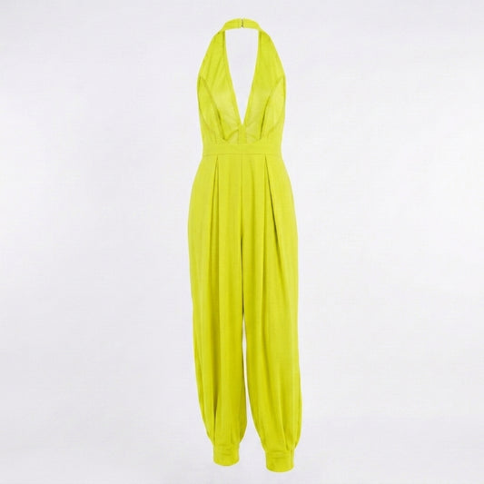 JUMPSUIT CON ESCOTE EN V AMARILLO LIMONCHELO | PRIMAVERA-VERANO | COLECCIÓN HILOS INVISIBLES by PAOLA NÁJERA