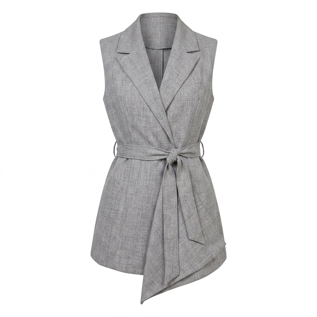 CHALECO OVERSIZE DE LINO GRIS | PRIMAVERA-VERANO | COLECCIÓN HILOS INVISIBLES by PAOLA NÁJERA
