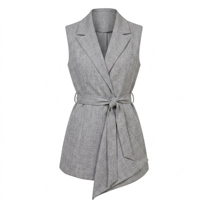 CHALECO OVERSIZE DE LINO GRIS | PRIMAVERA-VERANO | COLECCIÓN HILOS INVISIBLES by PAOLA NÁJERA