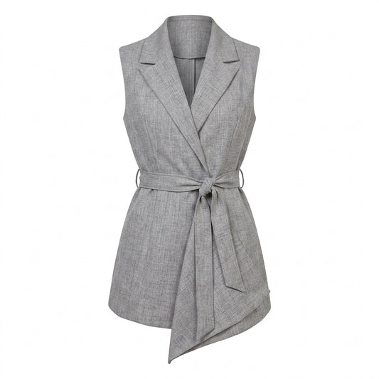 CHALECO OVERSIZE DE LINO GRIS | PRIMAVERA-VERANO | COLECCIÓN HILOS INVISIBLES by PAOLA NÁJERA